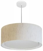 Lustre Pendente Cilíndrico Duplo Md-4294 Cúpula em Tecido 50x25cm Linho Bege - Bivolt