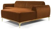 Sofá 350cm 6 Lugares com Chaise Direito Pés Gold Molino C-262 Veludo T