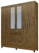 Guarda Roupa Casal Itatiba 6 Portas Castanho Wood - Moval