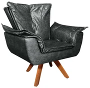Poltrona Sala de Estar Giratória MM30 Opalla Corano D03 - D'Rossi - Preto