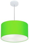 Lustre Pendente Cilíndrico Md-4099 Cúpula em Tecido 40x25cm Verde Limão - Bivolt