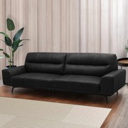 Sofá Decorativo Ashton 3 Lugares Sala de estar 216cm Pés em Aço Couro Preto G88 - Gran Belo