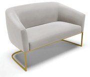 Sofá Namoradeira 2 Lugares Base Industrial Dourado Stella Veludo Cinza D03 - D'Rossi