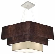 Lustre Pendente Triplo Quadrado Md-4165 Cúpula em Tecido 80x70x60cm Café / Bege - Bivolt