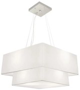 Lustre Pendente Duplo Quadrado Vivare Md-4066 Cúpula em Tecido 50x35cm Branco - Bivolt