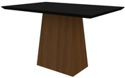 Mesa de Jantar Retangular Tampo com Vidro Ester 120 cm Preto Base Imbuia - D'Rossi