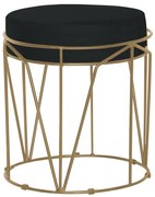 Puff Decorativo Sala de Estar Base Gold Chloe Suede Preto G41 - Gran Belo