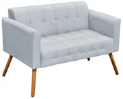 Poltrona Namoradeira Decorativa Pés Palito Karen Suede Cinza G19 - Gran Belo