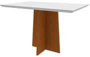 Mesa de Jantar Retangular Tampo com Vidro Sabrina 120 cm Off White Base Ypê - D'Rossi