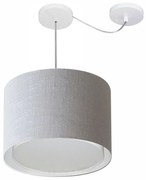 Lustre Pendente Cilíndrico Com Desvio Md-4312 Cúpula em Tecido 40x30cm Rustico Cinza - Bivolt