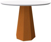 Mesa de Jantar Redonda Tampo com Vidro Agnes 135 cm Off White Base Ypê - D'Rossi