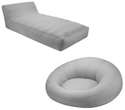 Conjunto Chaise e Puff Inflável Área Externa Akira com Capa de Olefin Cinza G56 - Gran Belo