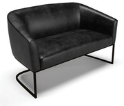 Sofá Namoradeira 2 Lugares Base Industrial Preto Stella Corano D03 - D'Rossi - Preto