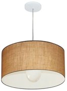 Lustre Pendente Cilíndrico Md-4203 Cúpula em Tecido 45x21cm Palha - Bivolt