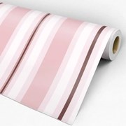 Papel de parede adesivo listrado rosa vermelho e branco