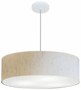 Lustre Pendente Cilíndrico Md-4221 Cúpula em Tecido 60x15cm Linho Bege - Bivolt