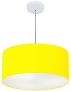 Lustre Pendente Cilíndrico Md-4049 Cúpula em Tecido 50x21cm Amarelo - Bivolt