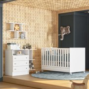 Kit Berço Mini Cama Taís e Cômoda Infantil 3 Gavetas com Nicho Brilhar Q01 - ADJ Decor