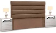 Cabeceira Cama Box Casal 140cm Greta Suede Marrom Chocolate e 2 Mesa d