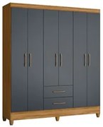 Guarda Roupa Casal 6 Portas 2 Gavetas 153cm Paraná M07 Freijó/Cinza -