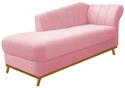 Recamier Vanessa 140cm Lado Esquerdo Suede Rosa Bebê- ADJ Decor