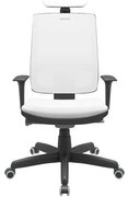 Cadeira Office Brizza Tela Branca Com Encosto Assento Aero Branco Autocompensador Base Standard 126cm - 63438 Sun House