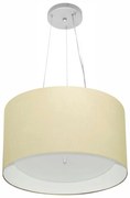 Lustre Pendente Cilíndrico Md-4319 Cúpula em Tecido 40x25cm Algodão Crú / Branco - Bivolt