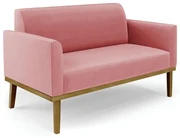 Sofá Namoradeira Base de Madeira Fixa Castanho Marisa Suede D03 - D'Rossi - Rose