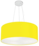 Lustre Pendente Cilíndrico Md-4047 Cúpula em Tecido 50x21cm Amarelo - Bivolt