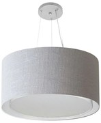 Lustre Pendente Cilíndrico Duplo Md-4300 Cúpula em Tecido 50x30cm Rustico Cinza - Bivolt