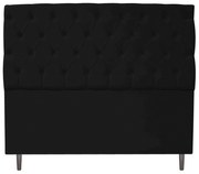 Cabeceira Estofada Liverpool 140 cm Casal Corano Preto - ADJ Decor