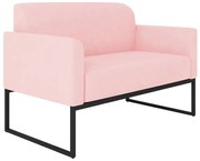 Poltrona Namoradeira Decorativa Isabella Base Industrial Suede Rosa Bebê/Preto G19 - Gran Belo