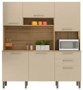 Armário de Cozinha Compacta 180cm Turim Z06 Freijó/Vanilla - Mpozenato