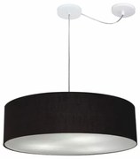 Lustre Pendente Cilíndrico Com Desvio Md-4265 Cúpula em Tecido 60x15cm Preto - Bivolt