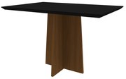 Mesa de Jantar Retangular Tampo com Vidro Sabrina 120 cm Preto Base Imbuia - D'Rossi