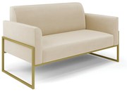 Sofá Namoradeira Base Industrial Alta Dourado Marisa Suede Bege D03 - D'Rossi