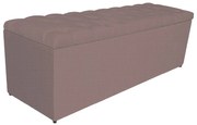 Calçadeira Estofada Liverpool 140 cm Casal Linho Rosê - ADJ Decor