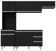 Cozinha Modulada 4 Peças Balcão sem Tampo 120cm Andréia Preto - AJL Mó