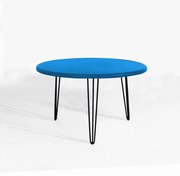 Mesa de Centro Decorativa Sandy Pés Hairpin Legs Preto Tampo Azul