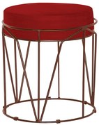 Puff Decorativo Sala de Estar Base Bronze Chloe Veludo Vermelho G41 - Gran Belo