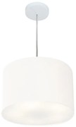 Lustre Pendente Cilíndrico Md-4211 Cúpula em Tecido 35x25cm Branco - Bivolt