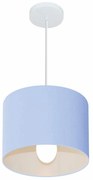 Lustre Pendente Cilíndrico Md-4054 Cúpula em Tecido 30x21cm Azul Bebê - Bivolt