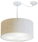 Lustre Pendente Cilíndrico Com Desvio Md-4252 Cúpula em Tecido 55x25cm Linho Bege - Bivolt