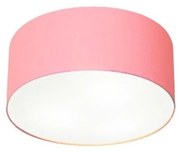 Plafon Cilíndrico Md-3010 Cúpula em Tecido 30x12cm Rosa Bebê - Bivolt