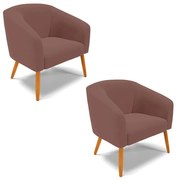 Poltrona Decorativa Pé Palito Castanho kit 2 Stella Veludo D03 - D'Rossi - Rose