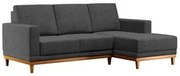 Sofá Living 200cm 3 Lugares Com Chaise Esquerdo Kayrós D05 Linho Chumb