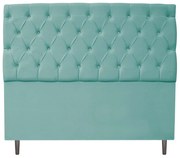 Cabeceira Estofada Liverpool 140 cm Casal Suede Azul Tiffany - ADJ Decor