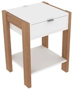 Mesa de Cabeçeira para Quarto Decorativa AZ1016 MDP Amendoa/Branco G69 - Gran Belo