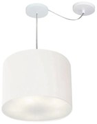 Lustre Pendente Cilíndrico Com Desvio Md-4258 Cúpula em Tecido 40x30cm Branco - Bivolt