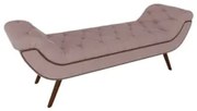 Puff Recamier Calçadeira 140cm Pés Palito Madeira Vêneto Z37 Veludo Ro